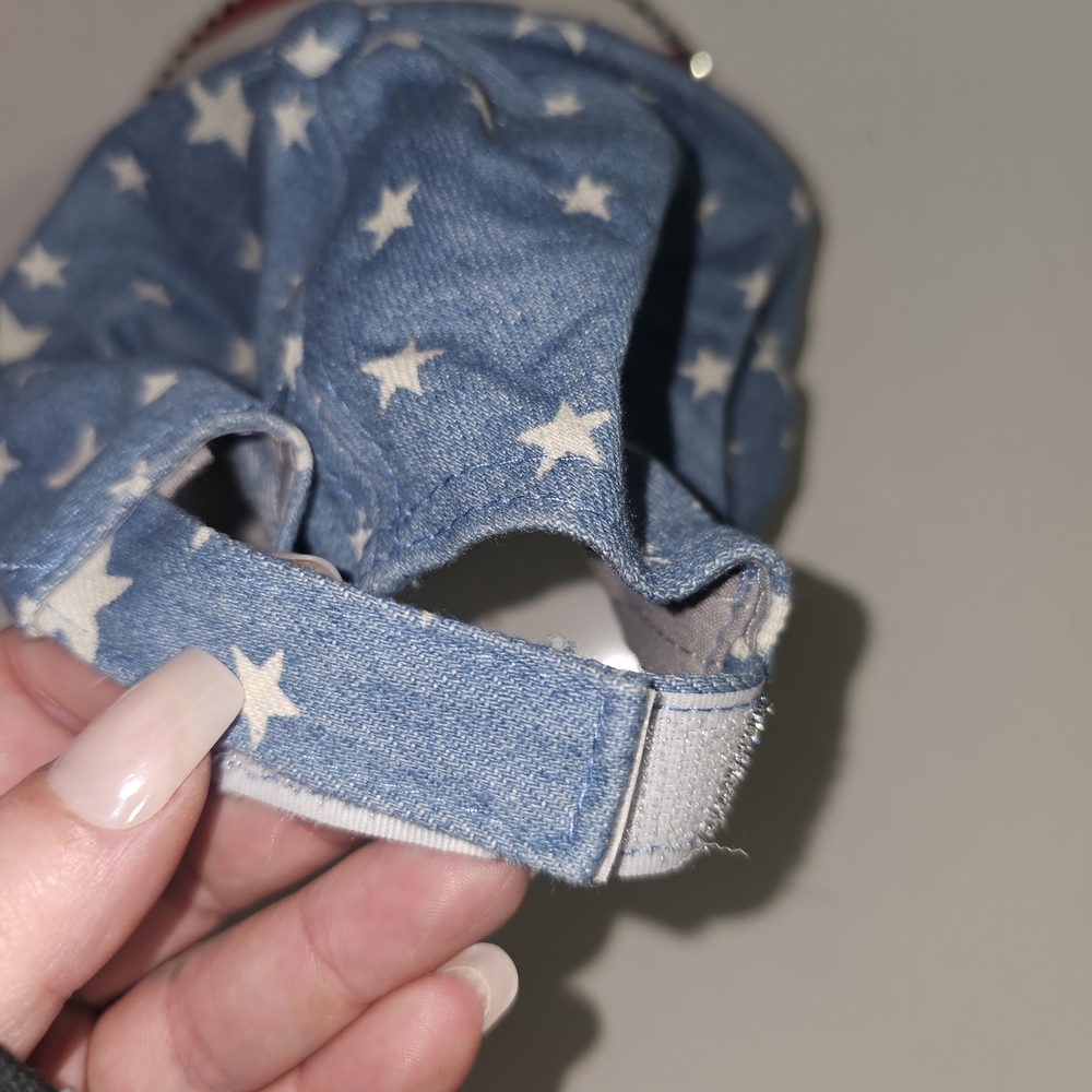 🩷 Star-Spangled Denim Baseball Cap with Rhinestone Trim - Picture 3 of 4